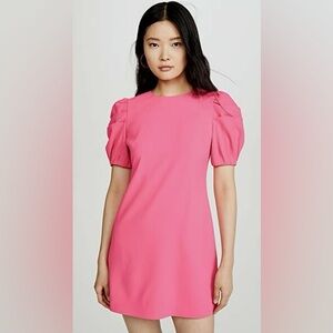 Alice & Olivia Wild Pink Hanita Puff Sleeve Mini Dress